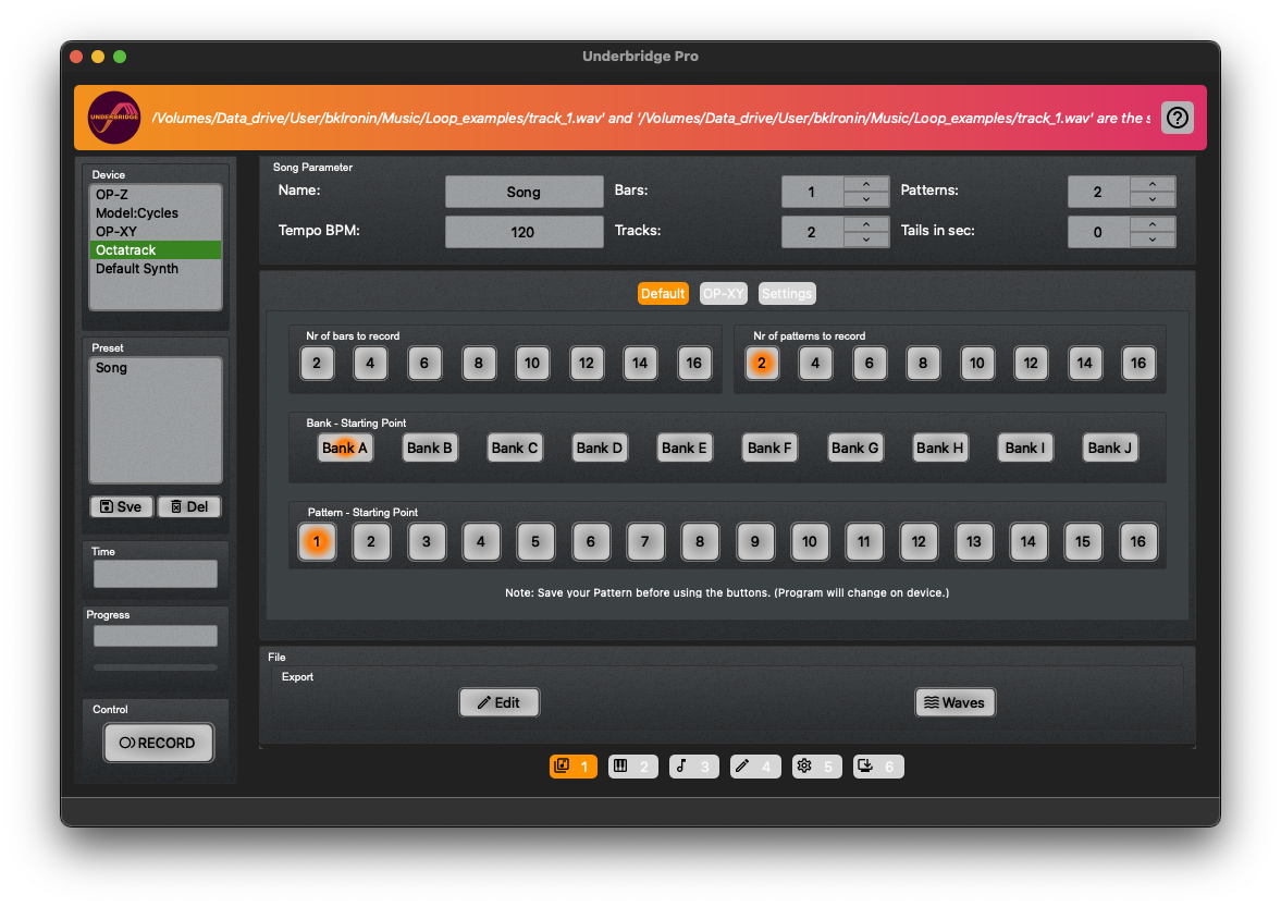 Multitrack workbench interface showing track recording